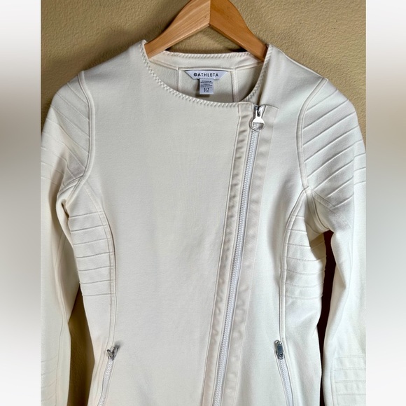 ATHLETA Magnolia White MOTO Jacket Full Zip Size S/T - Picture 5 of 10